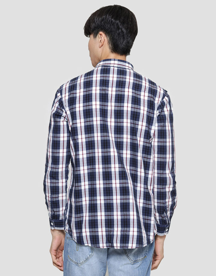 Lois Simply Check Print Kemeja Lengan Panjang Pria