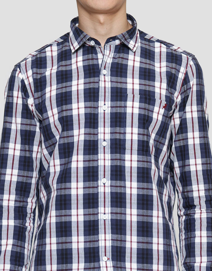 Lois Simply Check Print Kemeja Lengan Panjang Pria