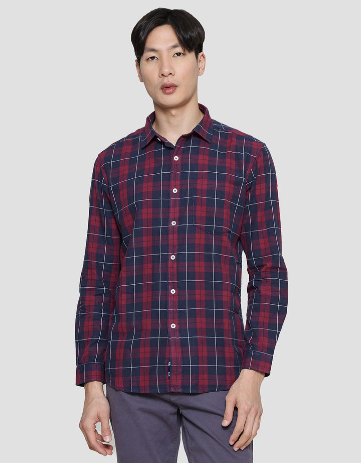 Lois Plaid Look Kemeja Lengan Panjang Pria