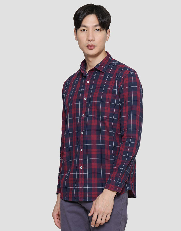 Lois Plaid Look Kemeja Lengan Panjang Pria