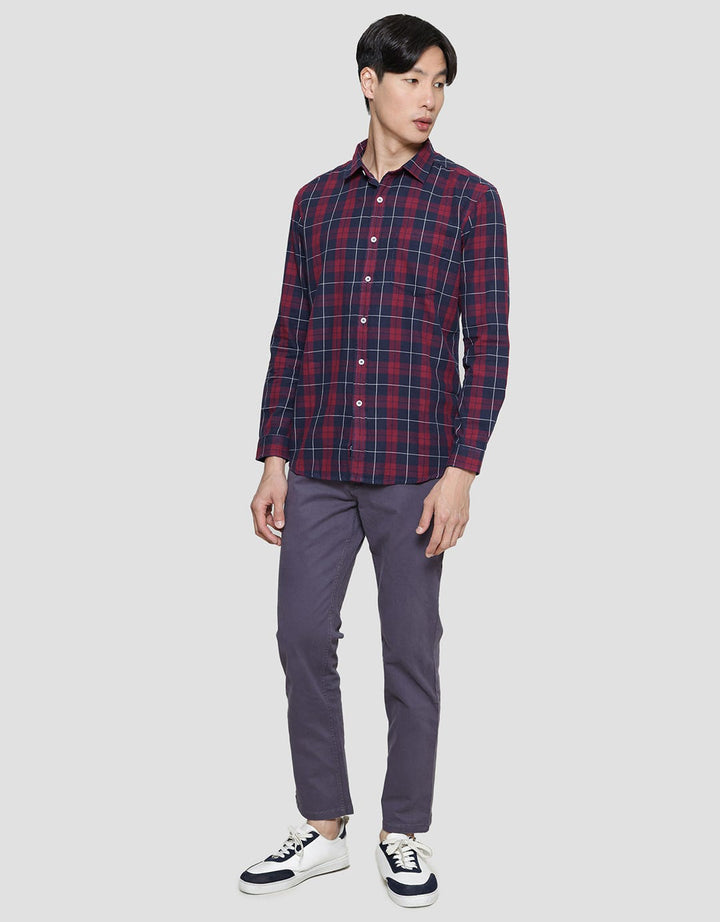 Lois Plaid Look Kemeja Lengan Panjang Pria