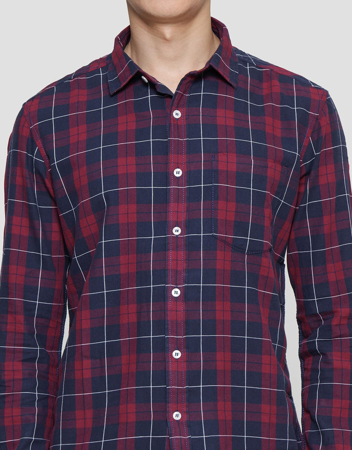 Lois Plaid Look Kemeja Lengan Panjang Pria