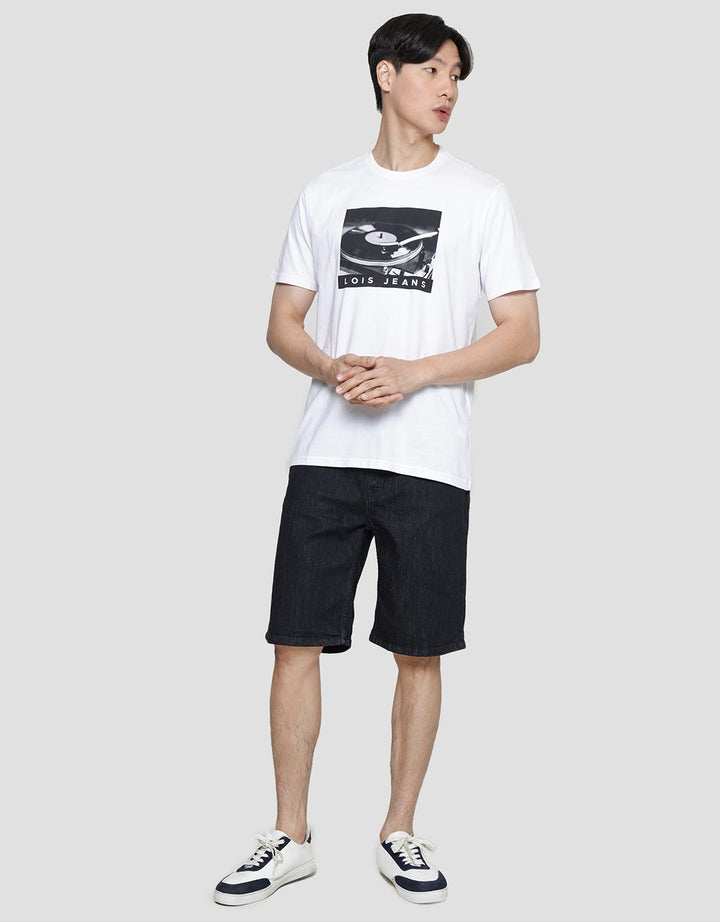 Lois Phonograph Print Kaos Lengan Pendek Pria
