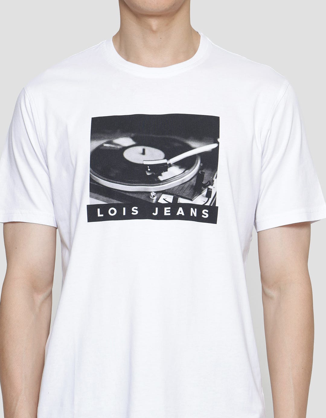 Lois Phonograph Print Kaos Lengan Pendek Pria
