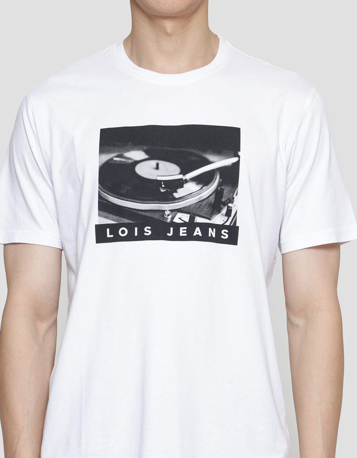 Lois Phonograph Print Kaos Lengan Pendek Pria