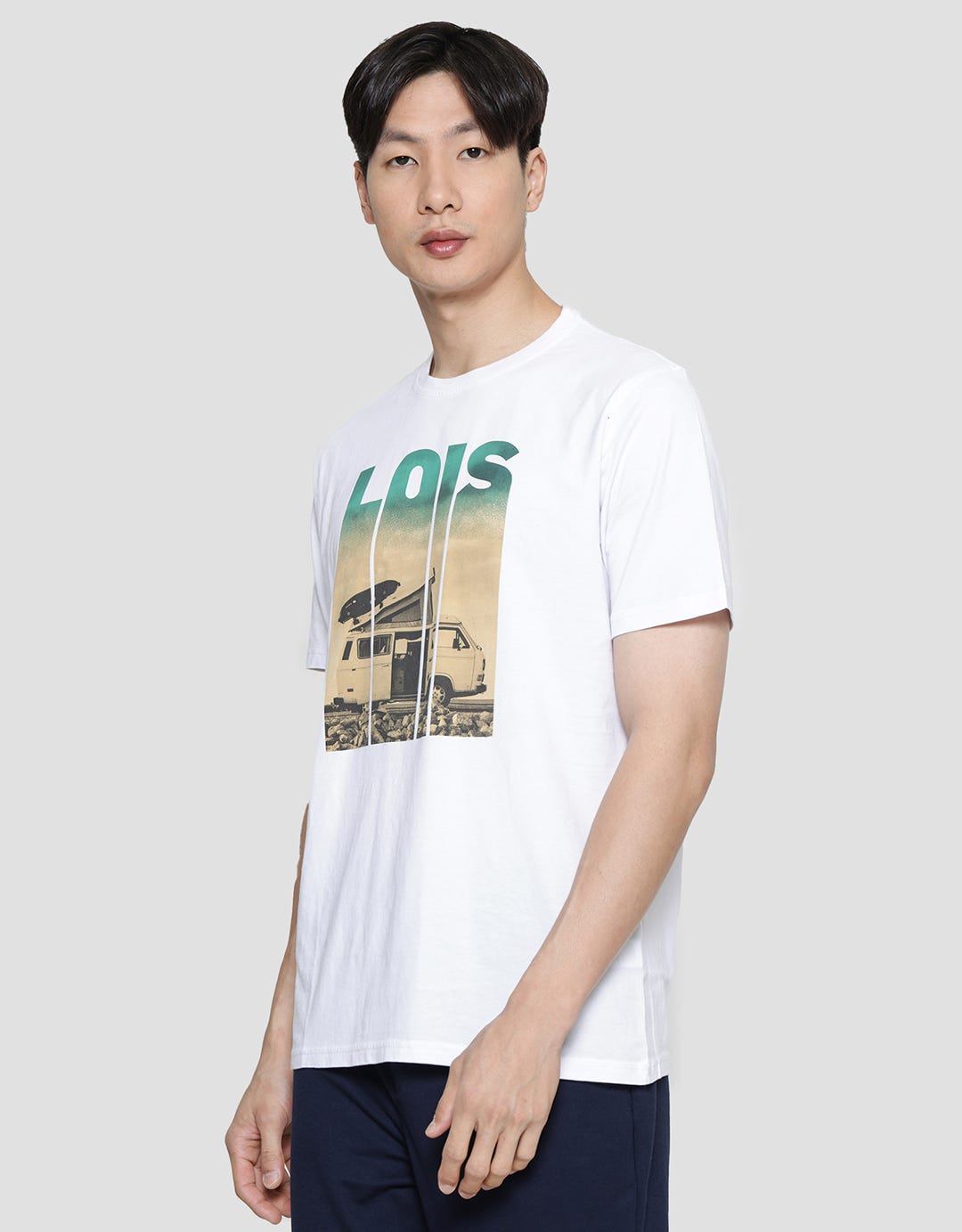 Lois Basic Casual Print Kaos Pria