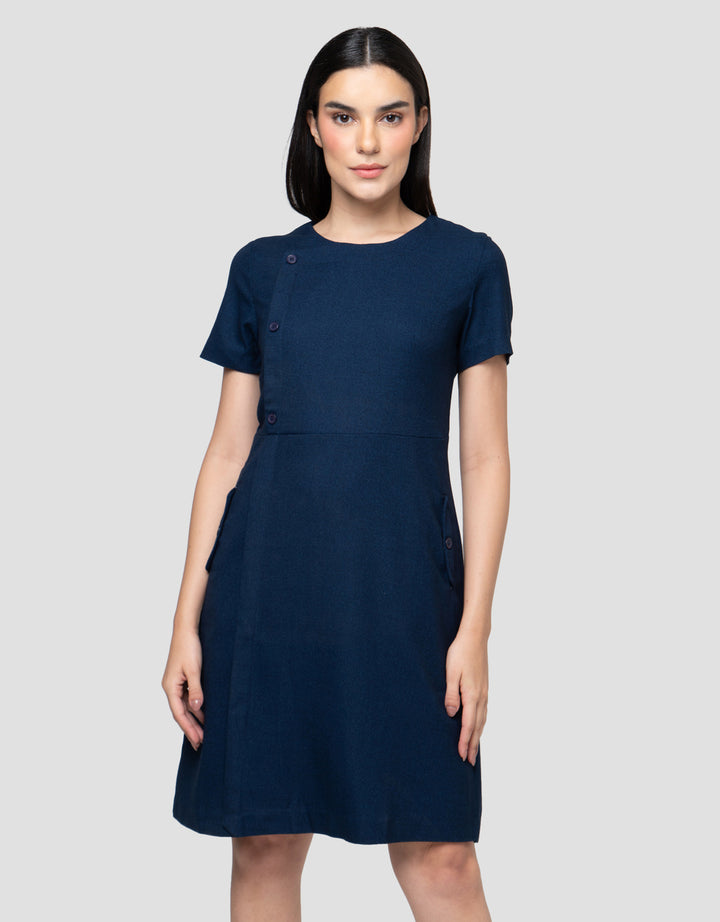 Cardinal Femme Button Dress Wanita