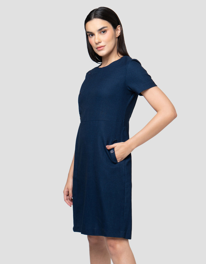 Cardinal Femme Button Dress Wanita