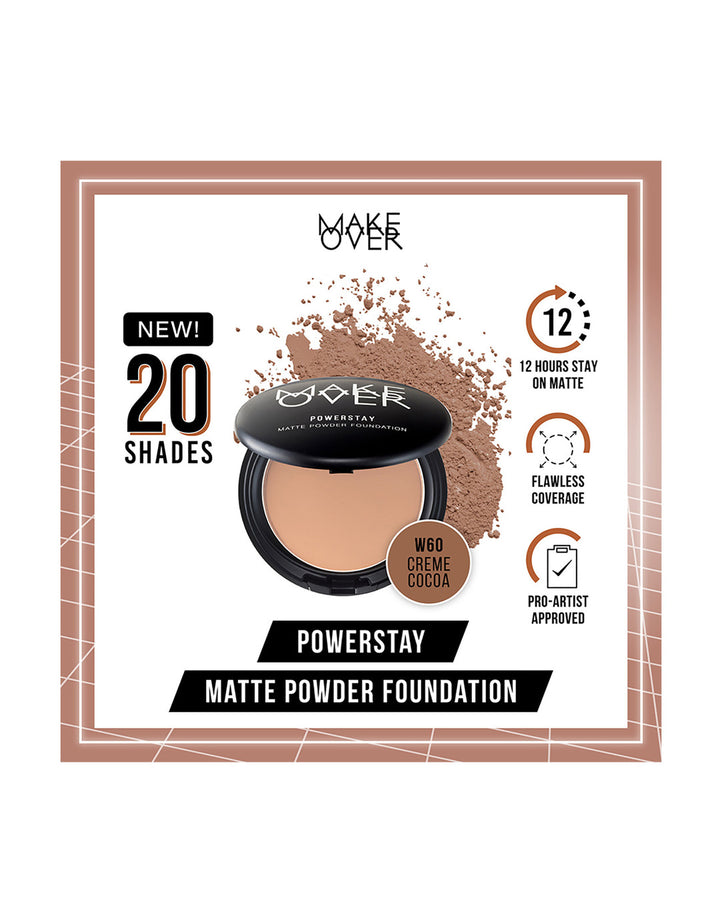 MAKE OVER Powerstay 24H Matte Powder Foundation W60 Creme Cocoa 10 g