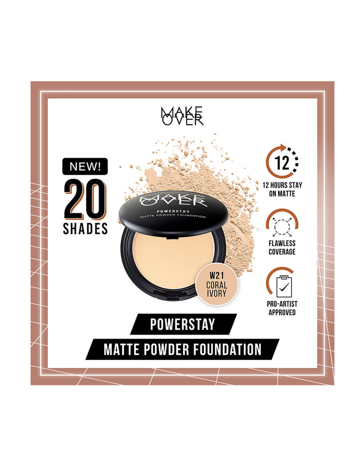 MAKE OVER Powerstay 24H Matte Powder Foundation W21 Coral Ivory 10 g