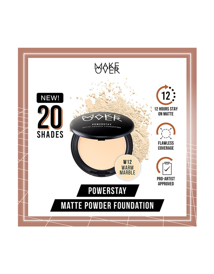MAKE OVER Powerstay 24H Matte Powder Foundation W12 Warm Marble 10 g