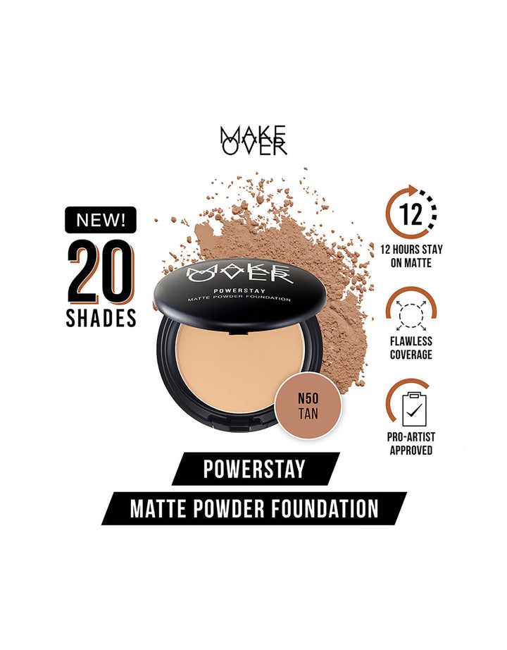MAKE OVER Powerstay 24H Matte Powder Foundation N50 Tan 10 g