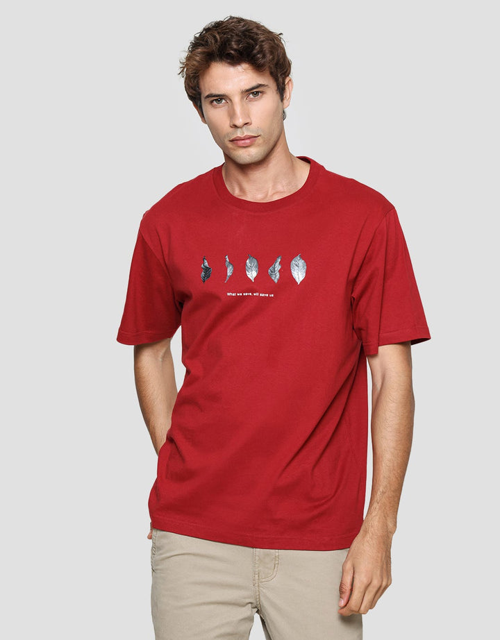 Nevada Kaos Lengan Pendek Pria Print Leaf