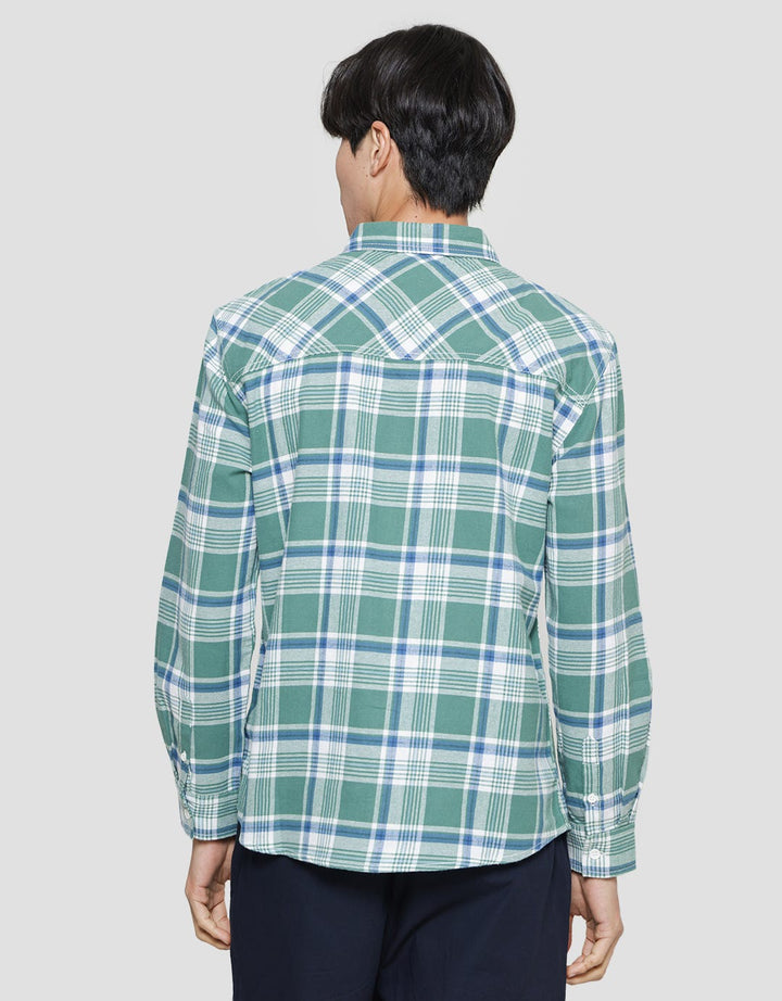Nevada Checked Flannel Kemeja Lengan Panjang Pria
