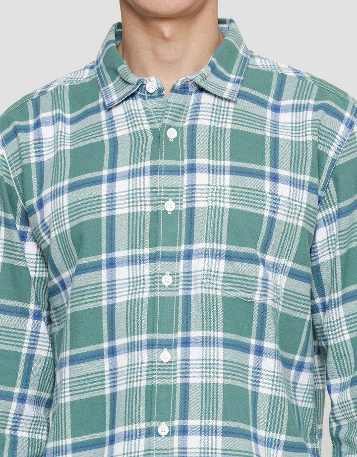 Nevada Checked Flannel Kemeja Lengan Panjang Pria