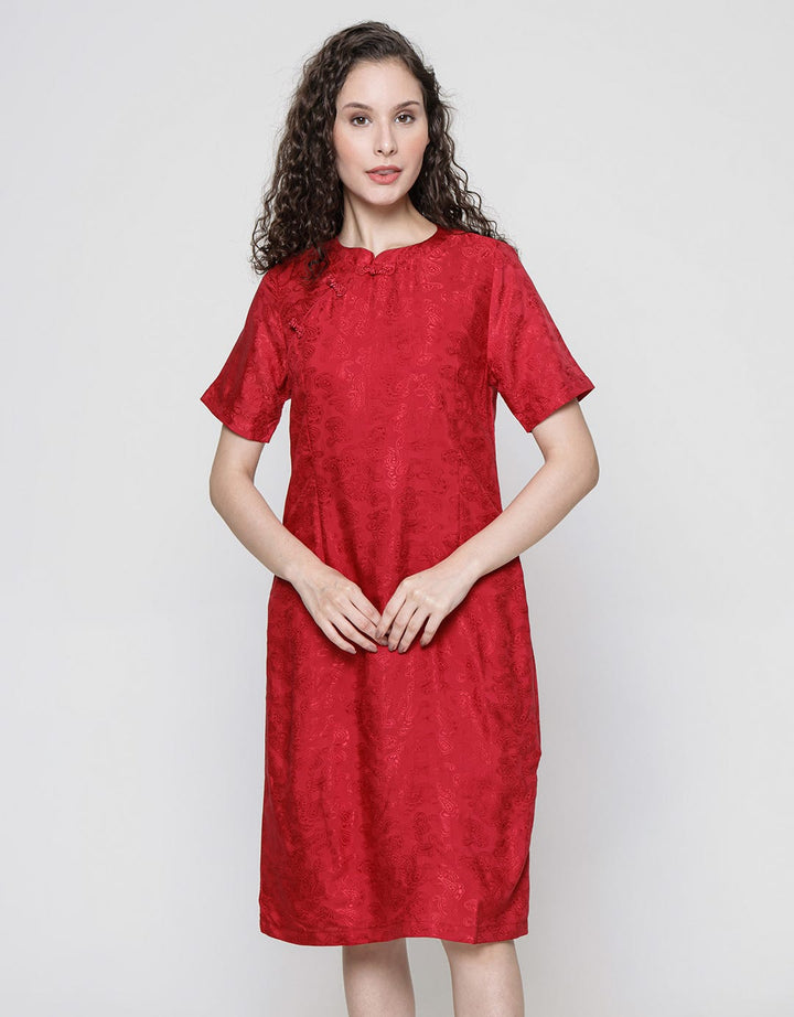 Connexion Short Sleeve Midi Dress Cheongsam