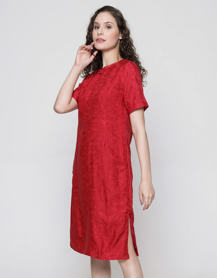 Connexion Short Sleeve Midi Dress Cheongsam