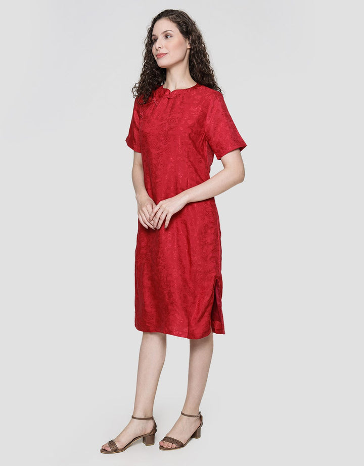 Connexion Short Sleeve Midi Dress Cheongsam