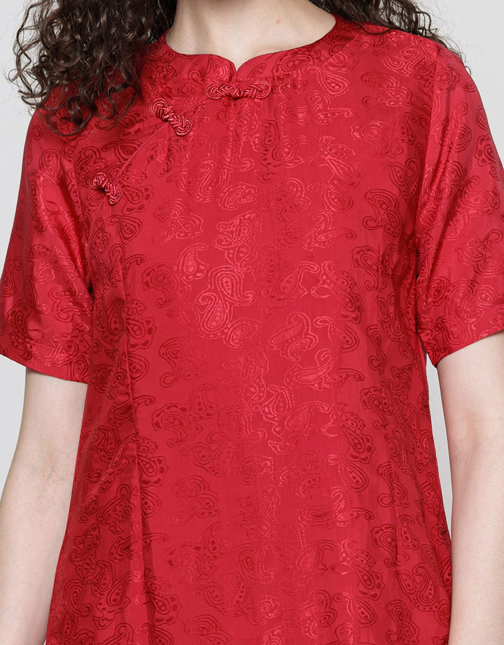 Connexion Short Sleeve Midi Dress Cheongsam