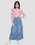 Nevada Cut N Sewn With Pocket Cargo Rok Denim Anak Perempuan