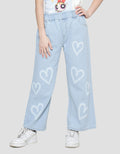 Nevada Wideleg Print Love Celana Denim Anak Perempuan