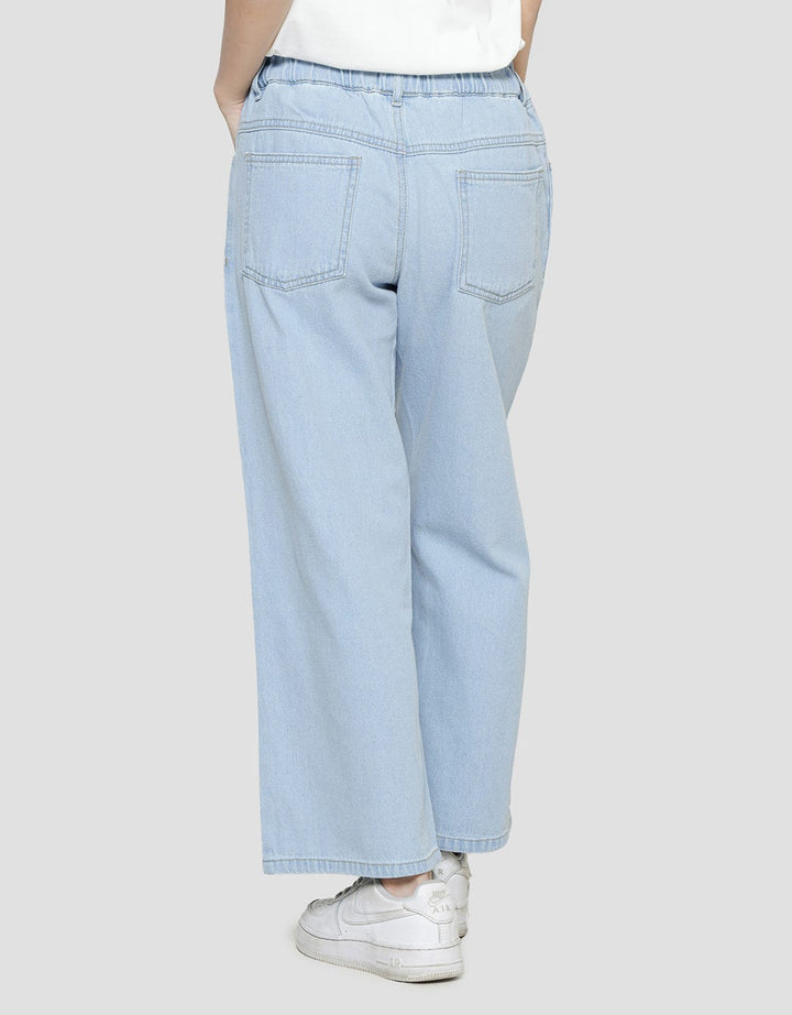 Nevada Wideleg Print Love Celana Denim Anak Perempuan