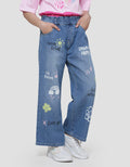 Nevada Wideleg Full Print Celana Panjang Denim Anak Perempuan