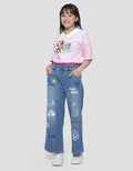 Nevada Wideleg Full Print Celana Panjang Denim Anak Perempuan