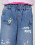 Nevada Wideleg Full Print Celana Panjang Denim Anak Perempuan