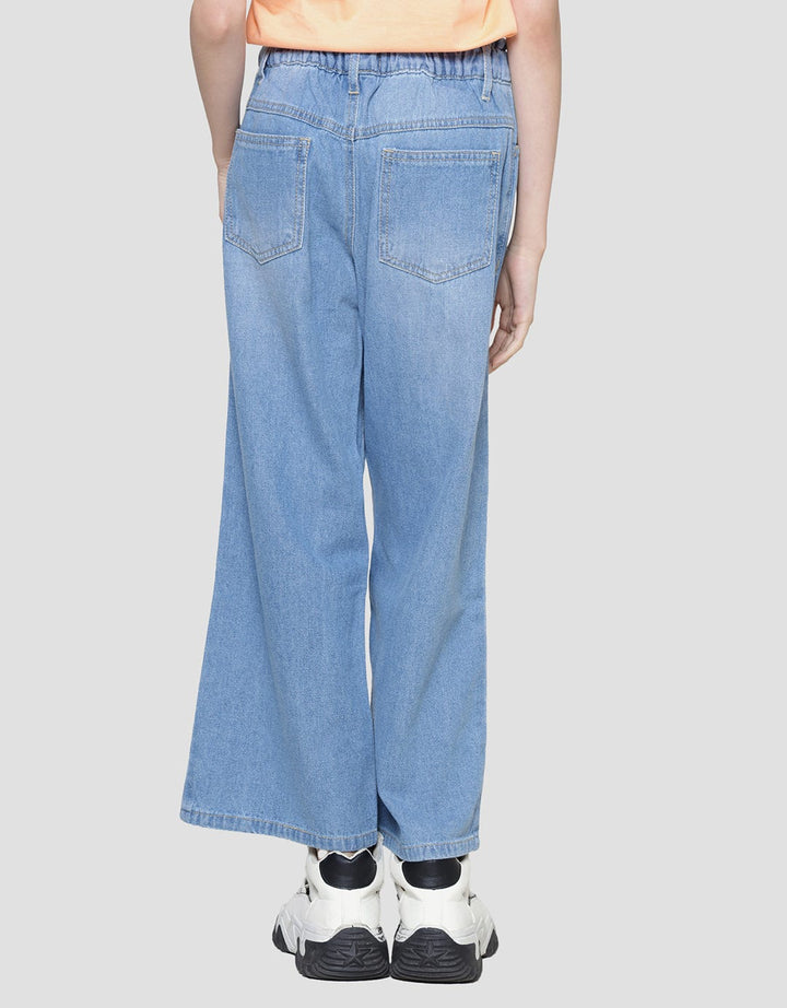 Nevada Celana Denim Wideleg Aplikasi Destroy Anak Perempuan