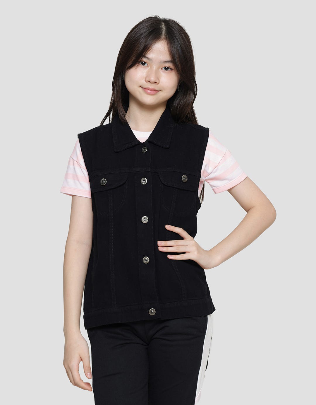 Nevada Vest Washed Jaket Denim Anak Perempuan