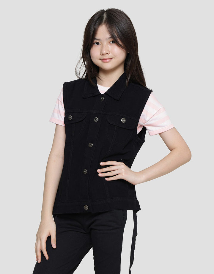 Nevada Vest Washed Jaket Denim Anak Perempuan