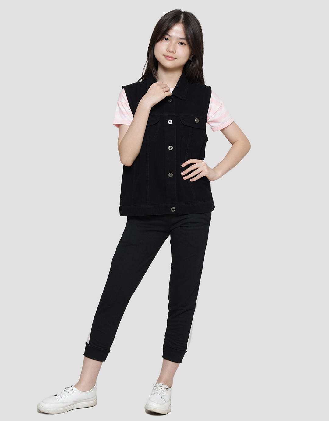 Nevada Vest Washed Jaket Denim Anak Perempuan