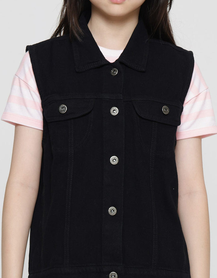 Nevada Vest Washed Jaket Denim Anak Perempuan