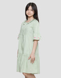 Nevada Ruffle With Embro Flowers Midi Dress Anak Perempuan