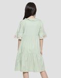 Nevada Ruffle With Embro Flowers Midi Dress Anak Perempuan