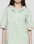 Nevada Ruffle With Embro Flowers Midi Dress Anak Perempuan