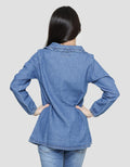 Nevada Girls Petter Pan Collar Ruffle Denim Shirt