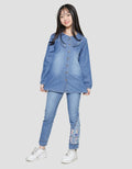 Nevada Girls Petter Pan Collar Ruffle Denim Shirt