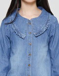 Nevada Girls Petter Pan Collar Ruffle Denim Shirt