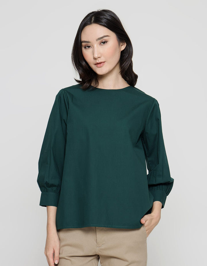 St. Yves Sabrina Poplin 3/4 Blouse Wanita