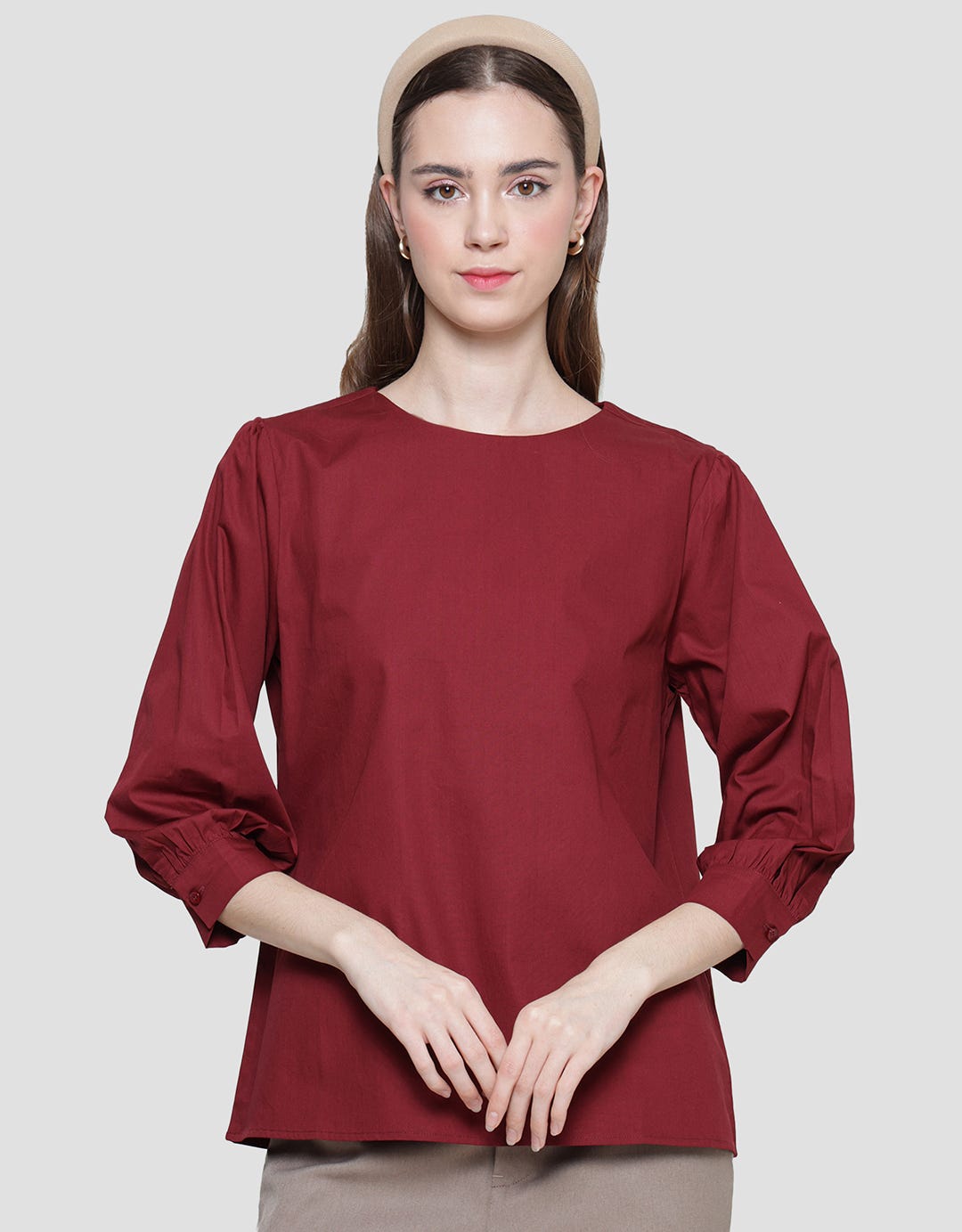 St. Yves Sabrina Poplin 3/4 Blouse Wanita