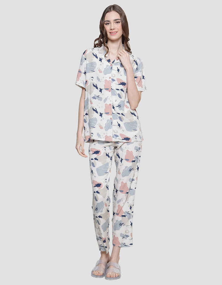 Nevada Piyama Set Wanita Print Big Abstrak