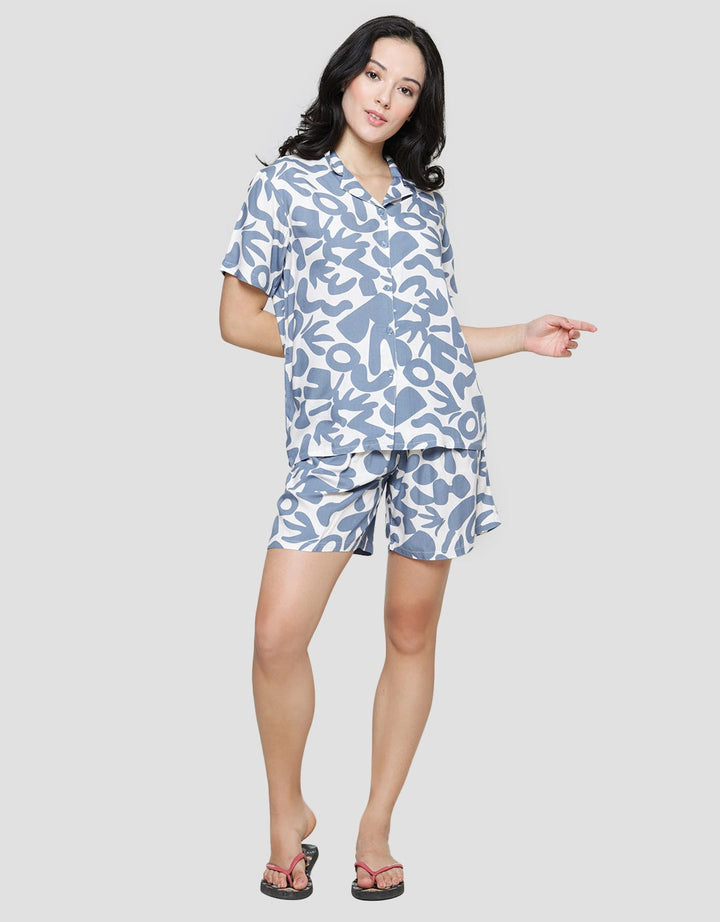 Nevada Bold Abstrak Baju Tidur Set Wanita