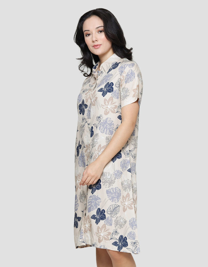 midi dress lengan pendek St. Yves Fly Blueble Midi Dress Lengan Pendek Wanita – Matahari.com
