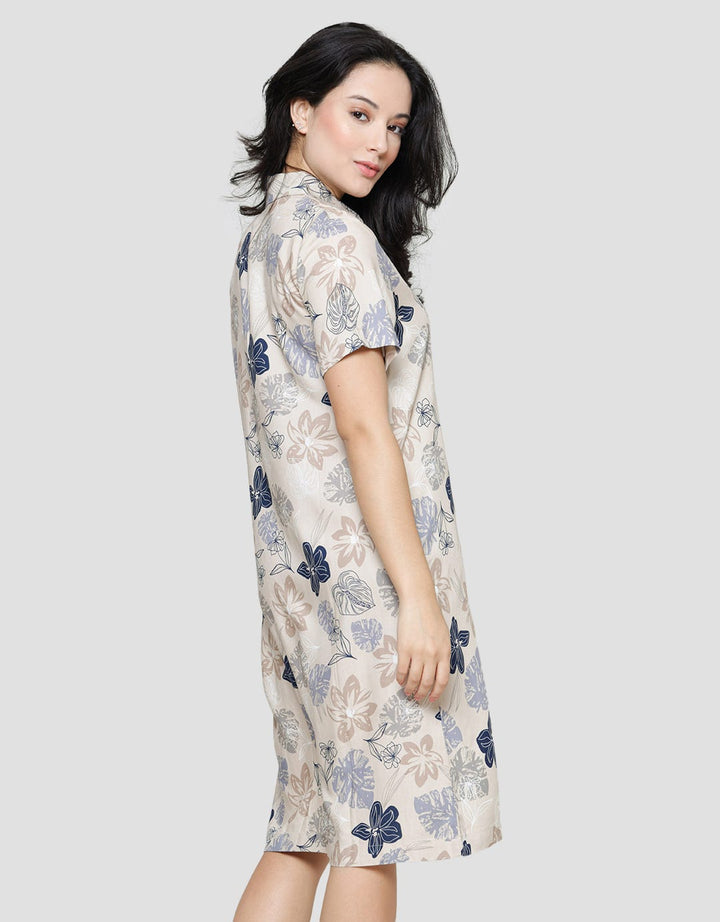 St. Yves Fly Blueble Midi Dress Lengan Pendek Wanita –