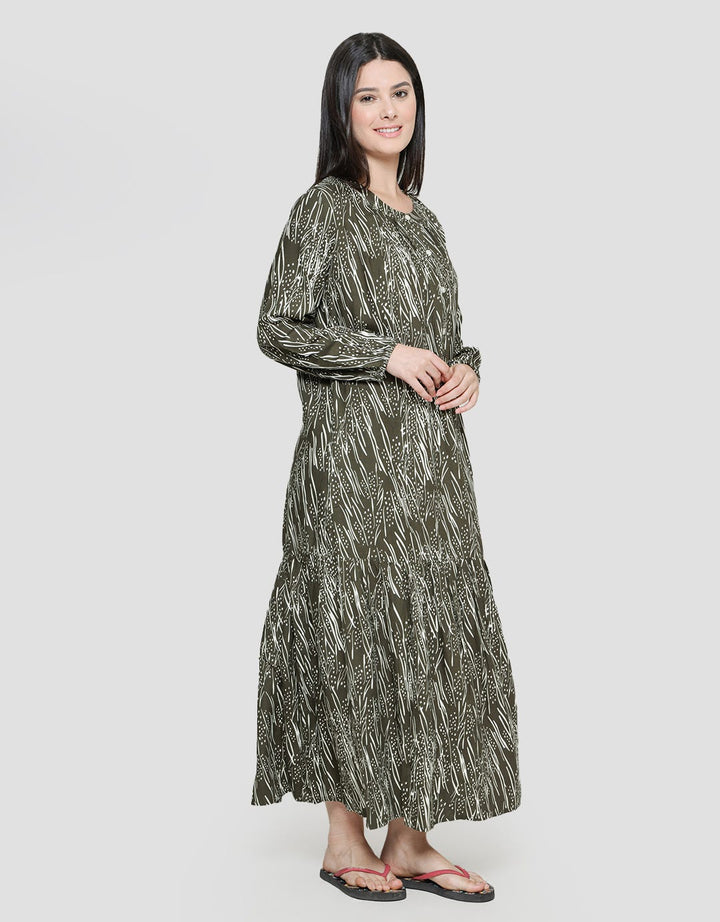 St. Yves Maxi Dress Cut Lines Lengan Panjang Wanita