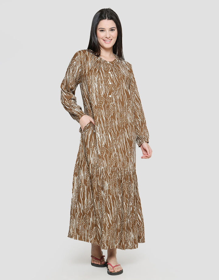 St. Yves Maxi Dress Cut Lines Lengan Panjang Wanita