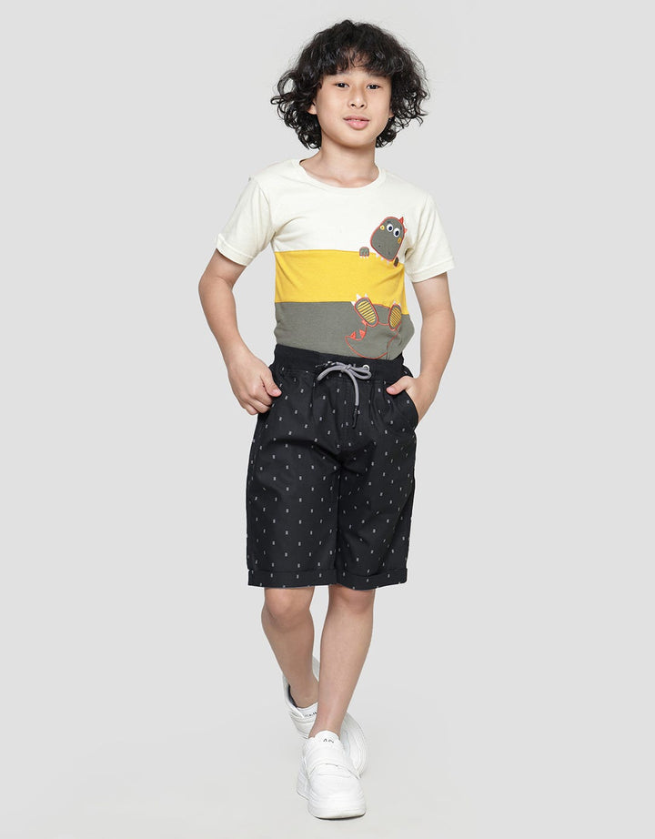 Nevada Woven Print Geometri Ribstop Celana Pendek Anak Laki-Laki