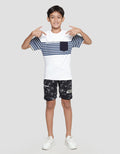 Nevada Print Cut N Sew Print Stripes With Pocket Kaos Anak Laki-Laki